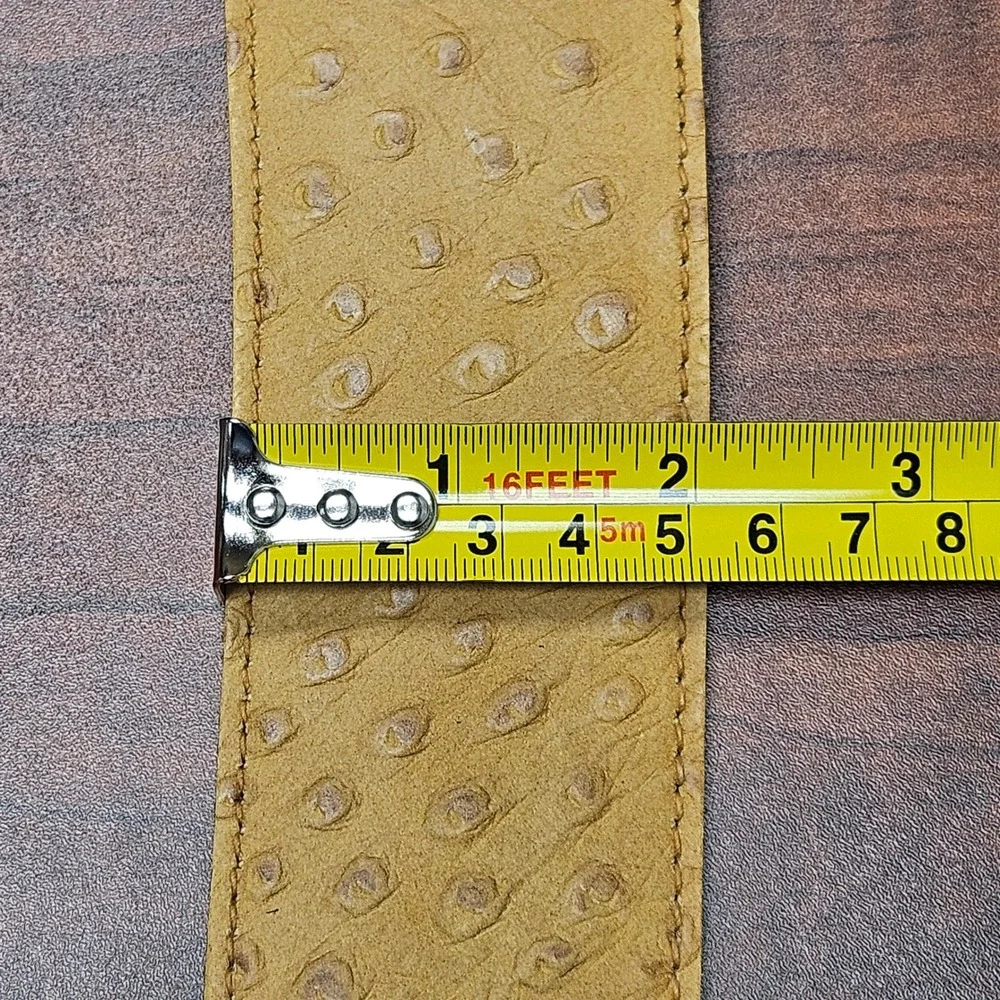 Anne Klein for Calderon Tan Ostrich Embossed Leather Belt Made in USA Size M